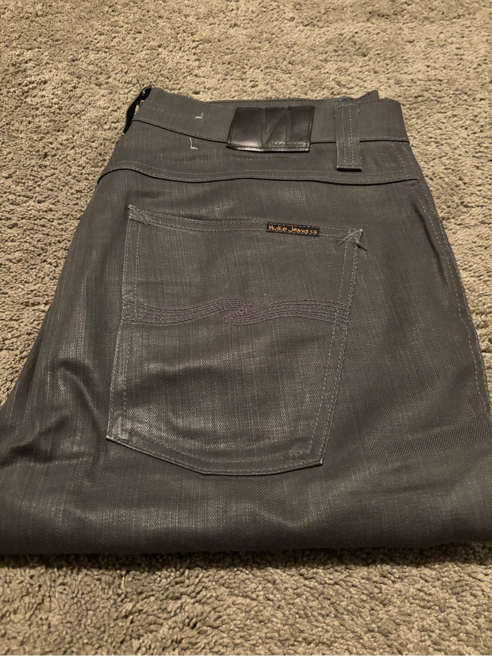 Men’s Nudie Jeans Slim Jim in Dry Grey Coated